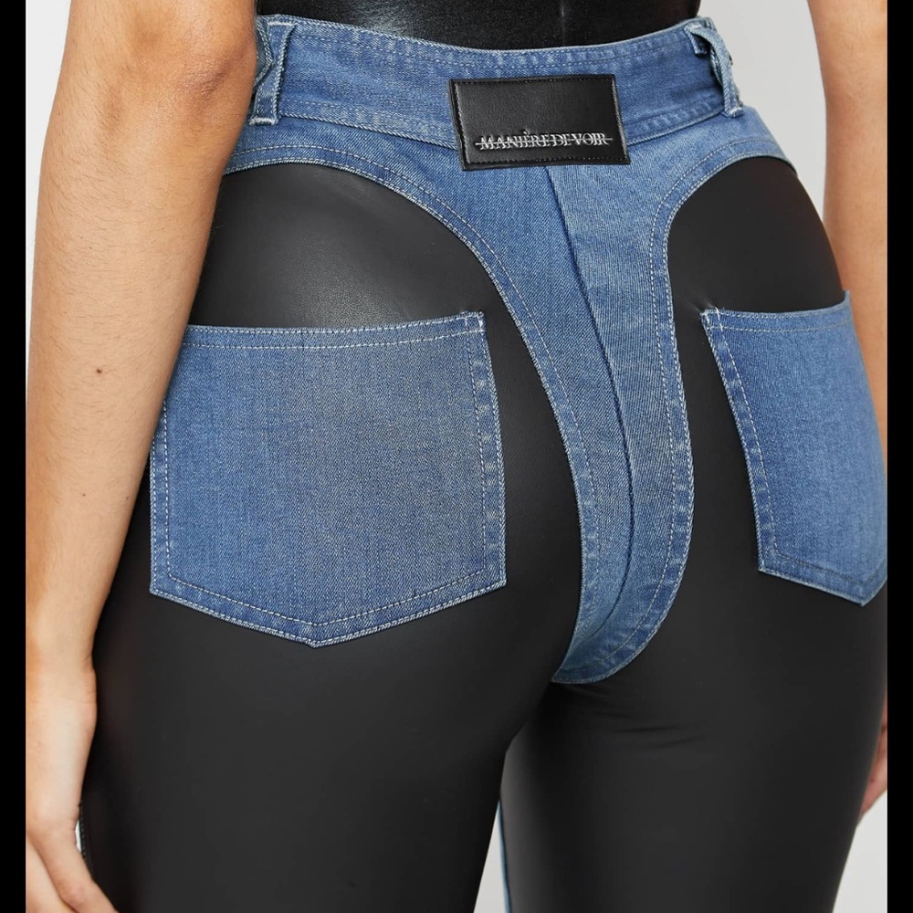 Maniere De Voir Blue and Black Skinny Jeans